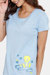Zivame Looney Tunes Knit Cotton Shorts Set - Blue Bell — thumbnail 5